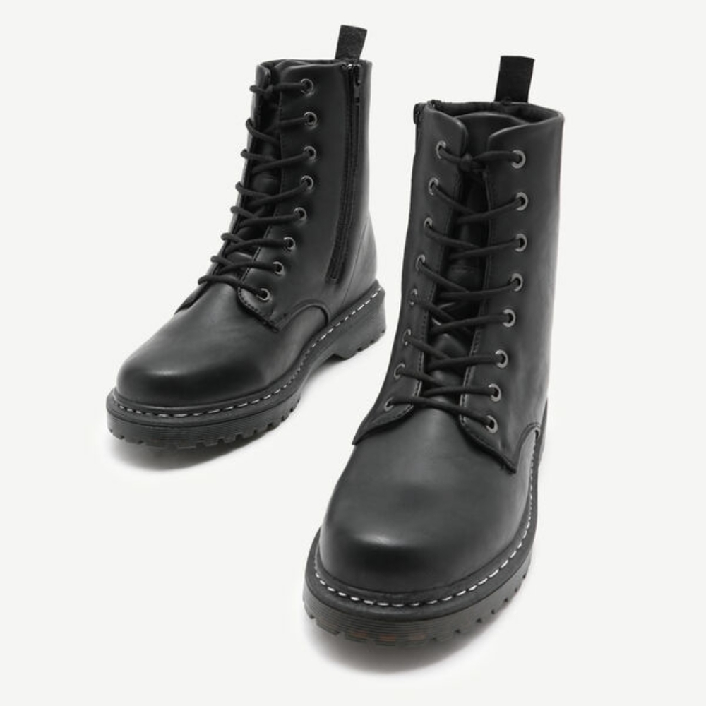 NWOT Faux Leather Combat Boots
